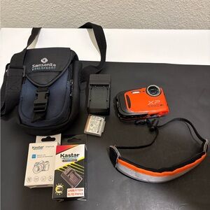 Fujifilm FinePix XP Series Orange Waterproof Digital Camera with Accessories